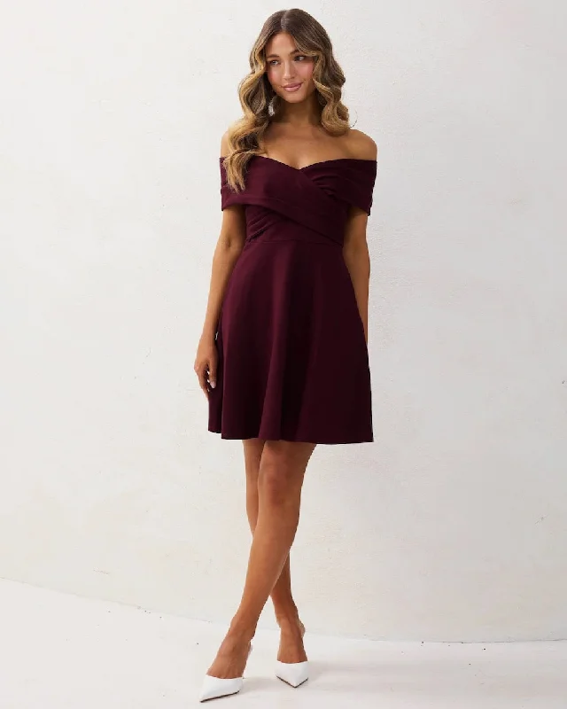 Britt Mini Dress - Mahogany Fashionable Mini Dress with Slits