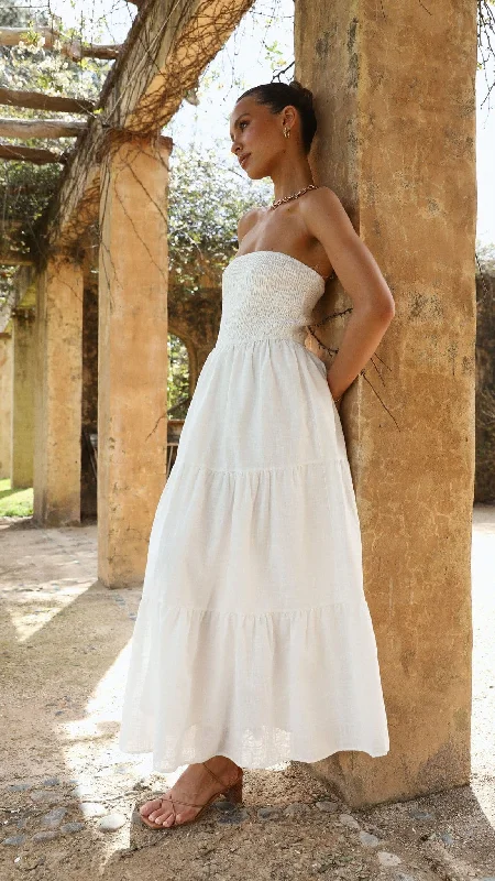 Brooke Maxi Dress - White Fashionable Sheer Maxi Dress