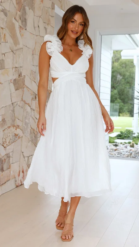 Cadell Maxi Dress - White Elegant Floral Maxi Dress