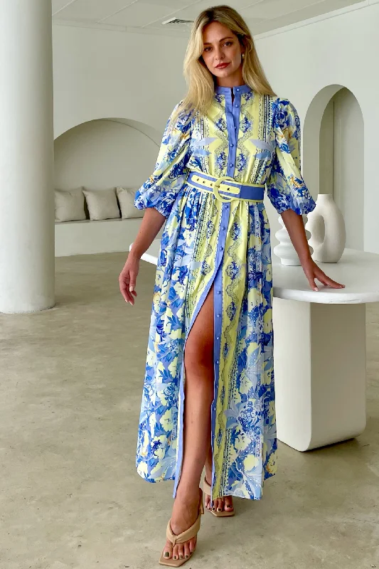 CAMILLA MAXI DRESS BLUE Fashionable Faux Wrap Maxi Dress