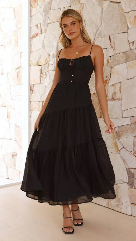 Cove Maxi Dress - Black Cozy Wrap Maxi Dress