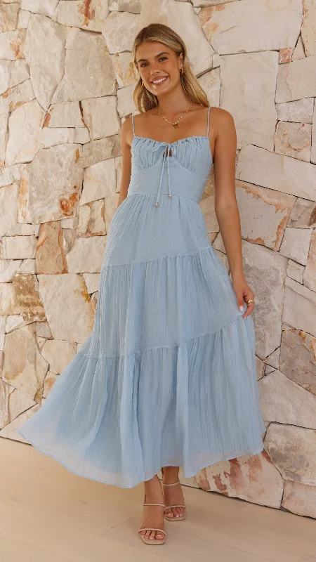 Cove Maxi Dress - Blue Classic V-Neck Maxi Dress