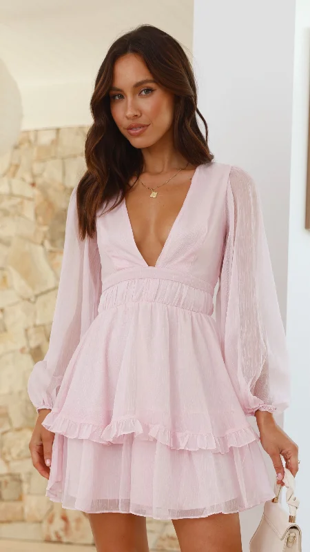 Diana Mini Dress - Blush Fashionable Boho-Chic Mini Dress