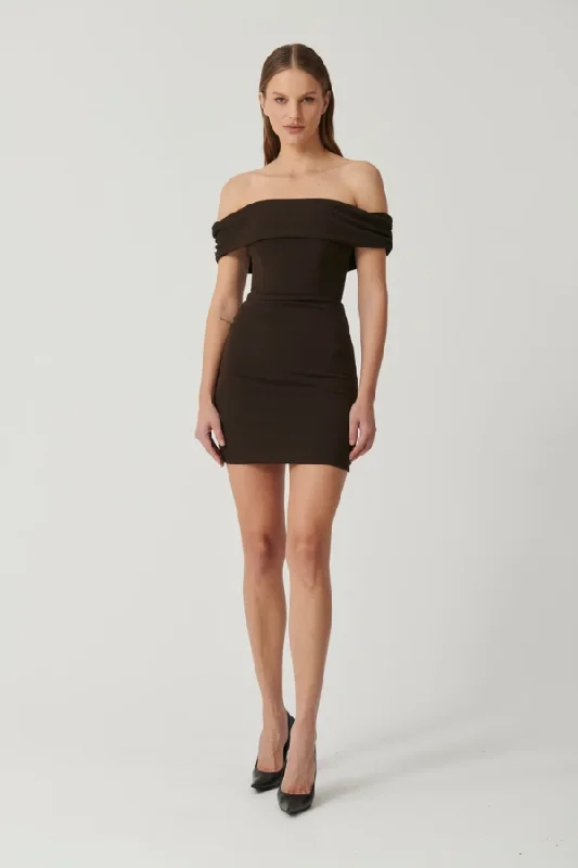 Amalia Mini Dress Coffee Comfortable Casual Mini Dress