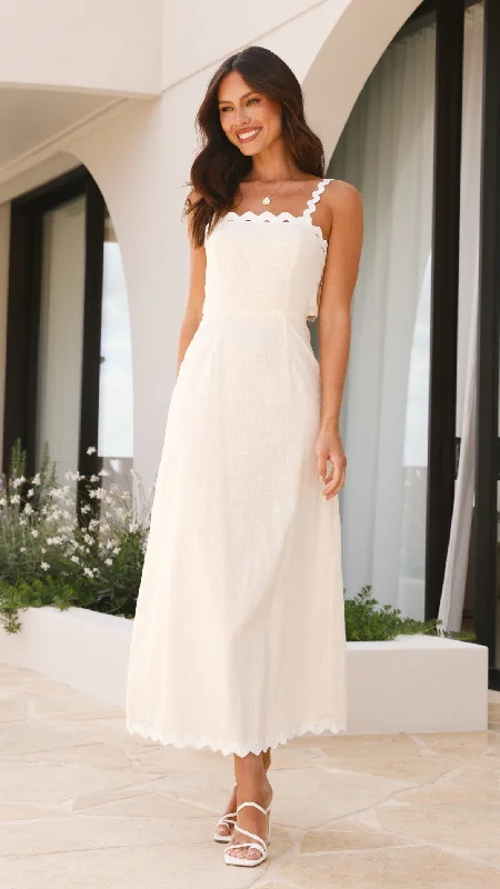 Fiora Maxi Dress - Oat Stylish A-Line Maxi Dress