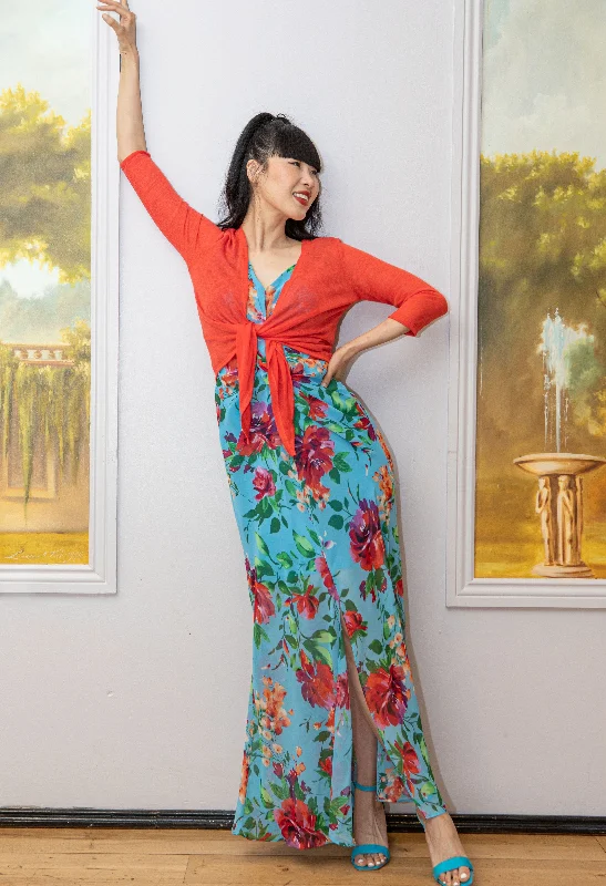 Floral Knot Detail Maxi Dress Fashionable High-Waist Maxi Dress