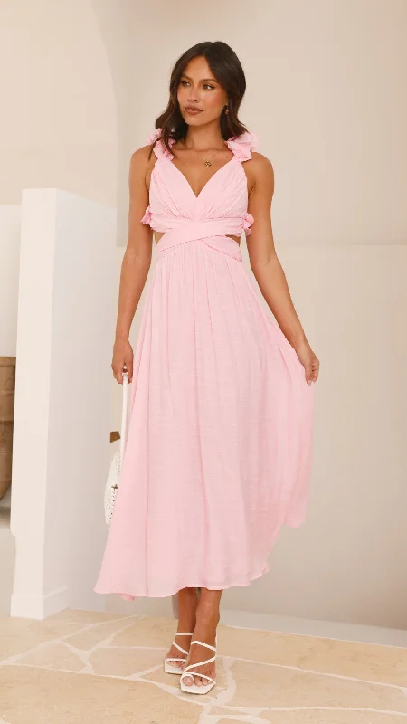 Galilhai Maxi Dress - Pink Comfortable Fitted Maxi Dress