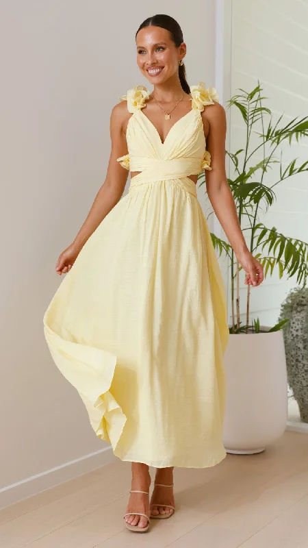 Galilhai Maxi Dress - Yellow Comfortable Fitted Maxi Dress