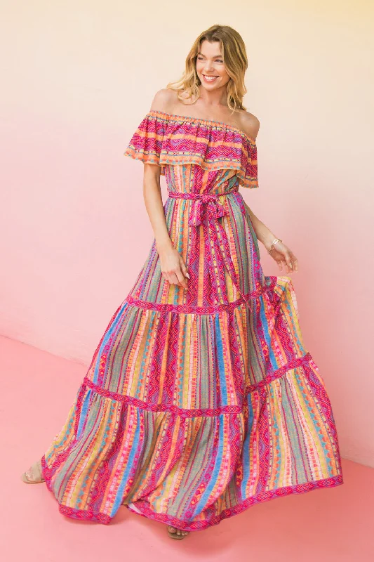 ISLAND EXPERIENCE WOVEN MAXI DRESS Comfortable Bohemian Maxi Dress