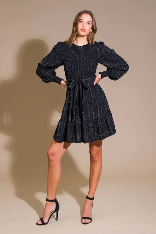 DREAMING OF ELEGANCE WOVEN MINI DRESS Fashionable Lace-Trim Mini Dress