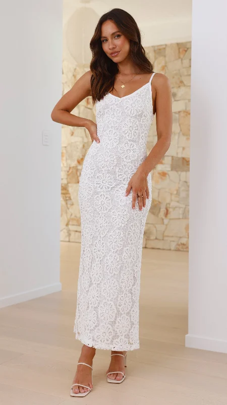 Kaden Maxi Dress - White Classic Tulle Maxi Dress