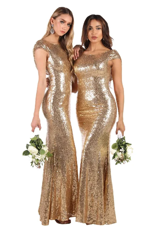 Kira Cowl Back Sequin Maxi Dress - Gold Stylish Empire Waist Maxi Dress