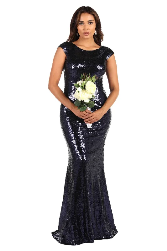 Kira Cowl Back Sequin Maxi Dress - Navy Chic Summer Maxi Dress
