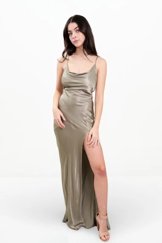 LA LUNE BIAS MAXI DRESS (SAGE) Stylish Boho Maxi Dress