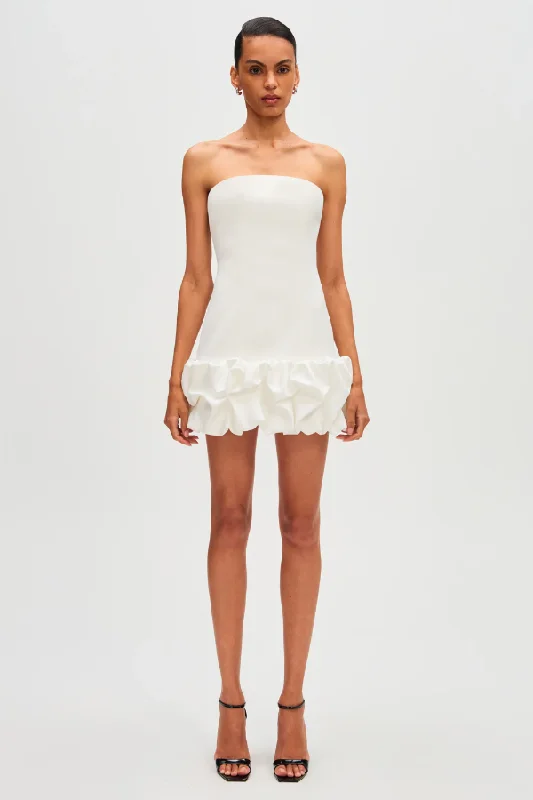 Saphira Crepe Mini Dress Ivory Elegant Lace-Up Mini Dress