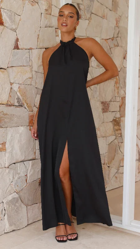 Monique Maxi Dress - Black Fashionable Chiffon Maxi Dress