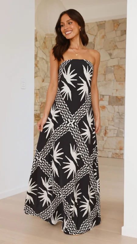 Nadja Maxi Dress - Kahlo Print Cozy Spaghetti Strap Maxi Dress