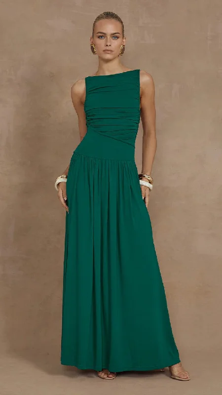 Nalla Maxi Dress - Emerald Trendy A-Line Maxi Dress