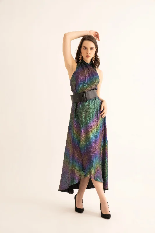 Nightfall Shimmer Crossover Maxi Dress Comfortable Maxi Dress with Sleeves