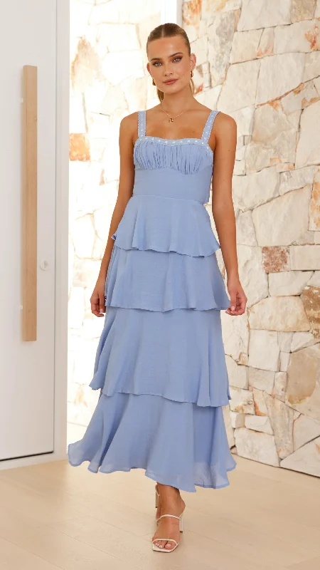 Odilia Maxi Dress - Blue Classic Strapless Maxi Dress