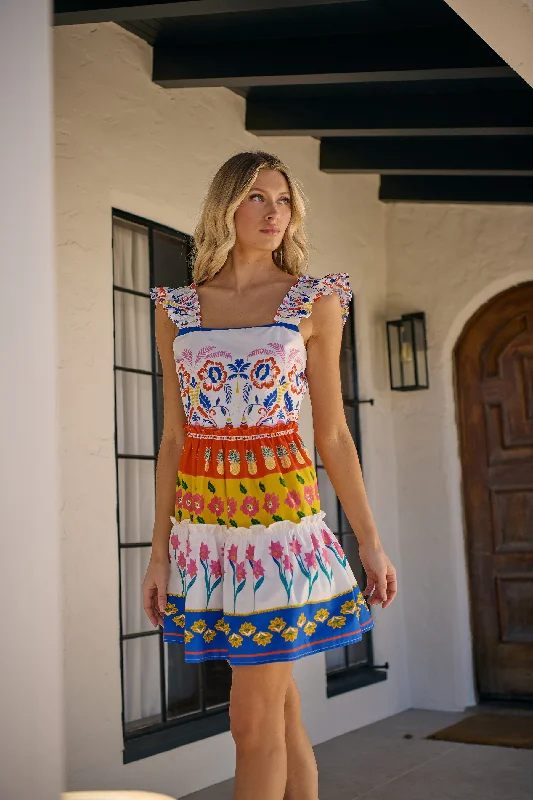 Olympia Floral Ruffle Tiered Mini Dress Comfortable Casual Mini Dress
