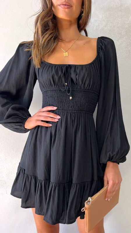 Parry Mini Dress - Black Chic Tropical Mini Dress