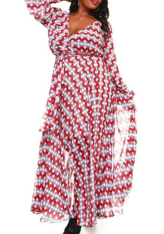 Hi Curvy Plus Size Women Multi Print Wrap Maxi Dress Cozy Ribbed Maxi Dress