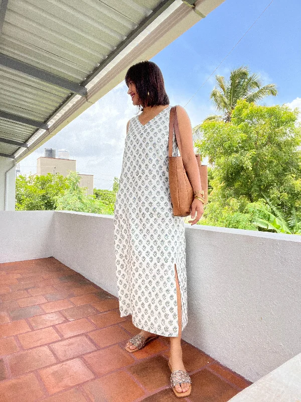 Rachana A-Line V-neck Maxi Dress (Pre-order) Cozy Maxi Dress with Slit