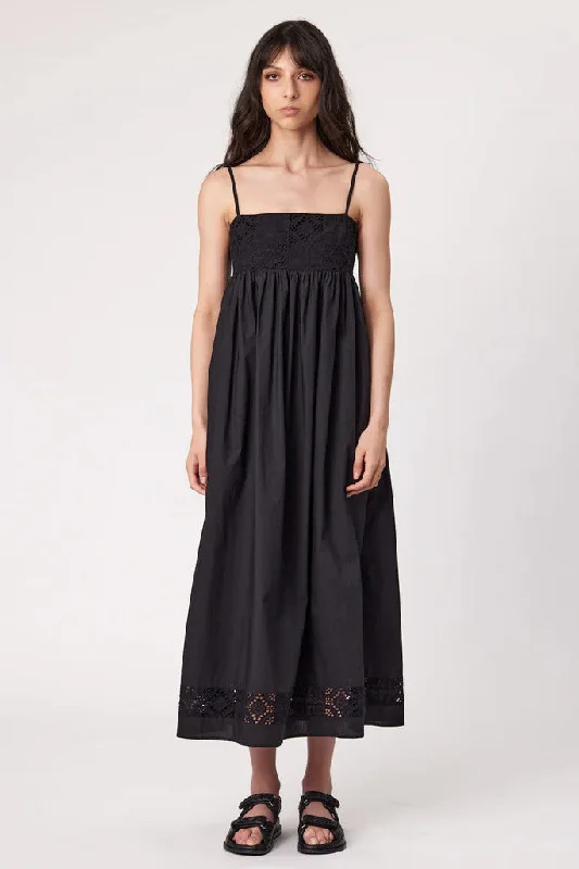 Remain - Celia Maxi Dress, Black Comfortable Maxi Dress with Belt
