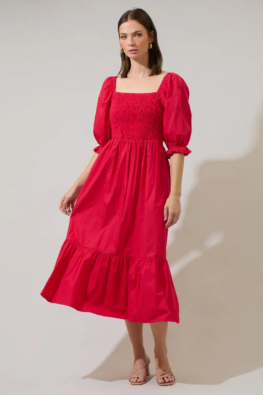 Simone Poplin Smocked Maxi Dress Elegant Tiered Maxi Dress