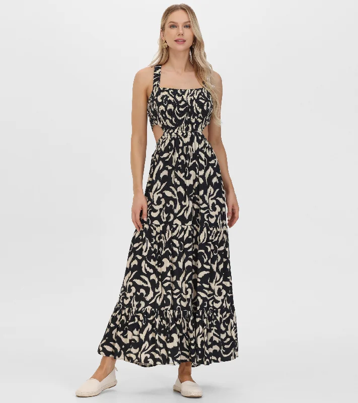 Smocked Cut Out Maxi Dress Chic Sleeveless Maxi Dress