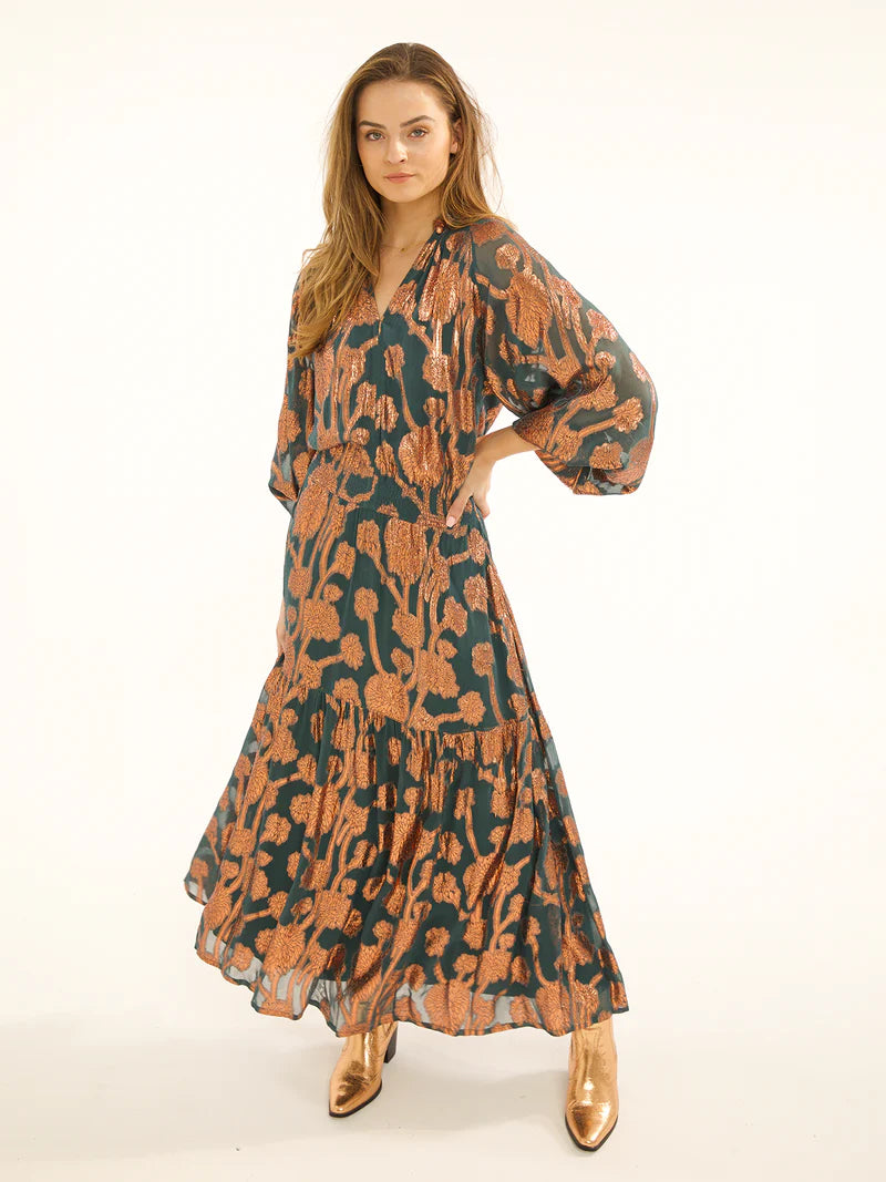 Stardust Leo Maxi Dress-Emerald & Bronze Classic Strapless Maxi Dress