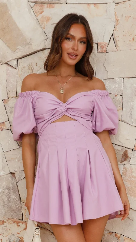 Stelle Mini Dress - Lilac Cozy Cotton Mini Dress