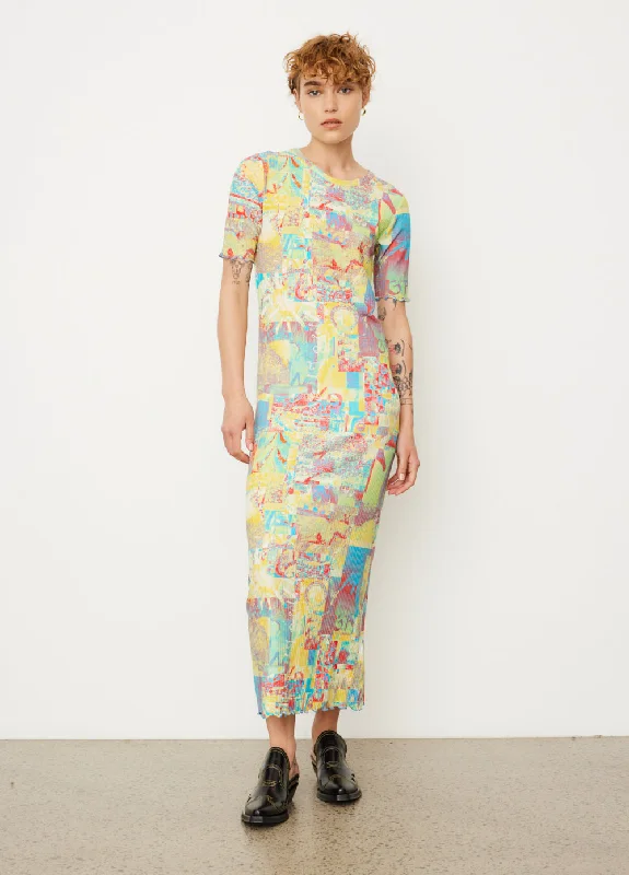 Printed Rib Jersey Maxi Dress Classic Black Maxi Dress