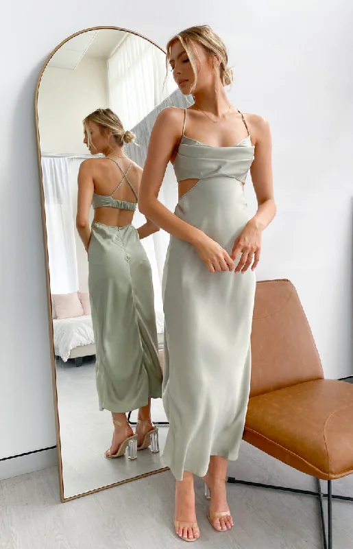 Taleah Cut Out Maxi Dress Sage Comfortable T-Shirt Maxi Dress