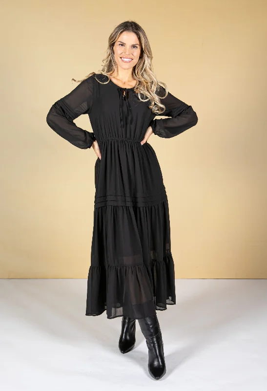 Tie Neck Maxi Dress Trendy Printed Maxi Dress
