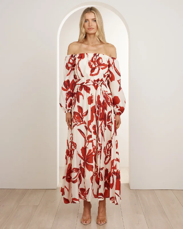 Vala Off Shoulder Maxi Dress Cozy Longline Maxi Dress