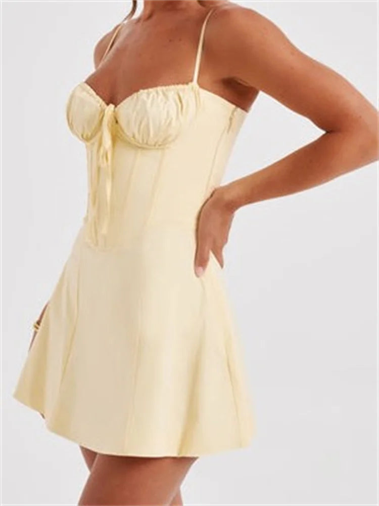 Y2K Corset Bodycon Sexy Sequined Tie-Up Mini Dresses Cozy Cowl Neck Mini Dress