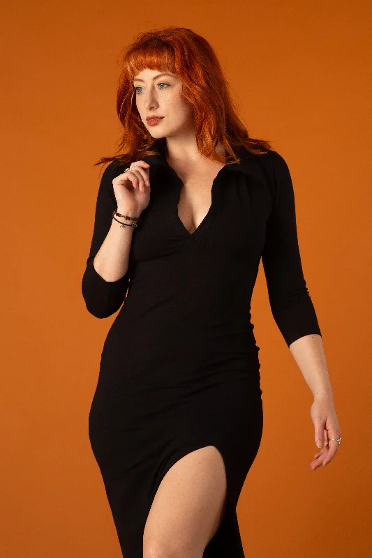 Zaba Maxi Dress in Black Fashionable Off-Shoulder Maxi Dress