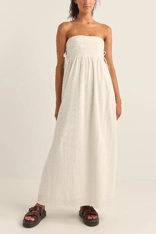 Zali Tie Side Maxi Dress Coconut Comfortable Pleated Maxi Dress