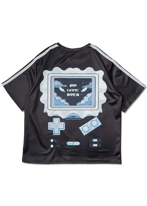 Game Over Jersey Black Oversized Tee Fleece Nylon Spandex
