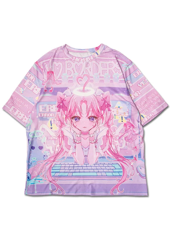 Peach Punch Idol Tenshi Oversized Tee Print Jacquard Patchwork