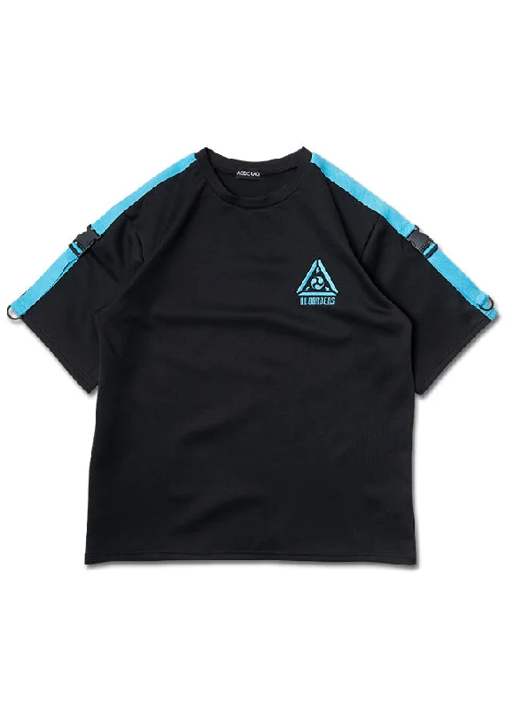 Uzurai Cyberpunk Tech Oversized Black Blue Tee Welt Pockets Slit Pockets