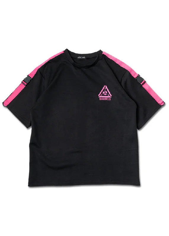 Uzurai Cyberpunk Tech Oversized Black Pink Tee Mesh Blend Leather Blend Suede Blend