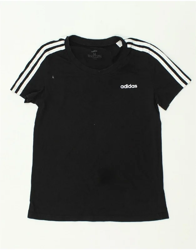 ADIDAS Womens T-Shirt Top UK 12/14 Medium Black Cotton Cozy Warm Stylish