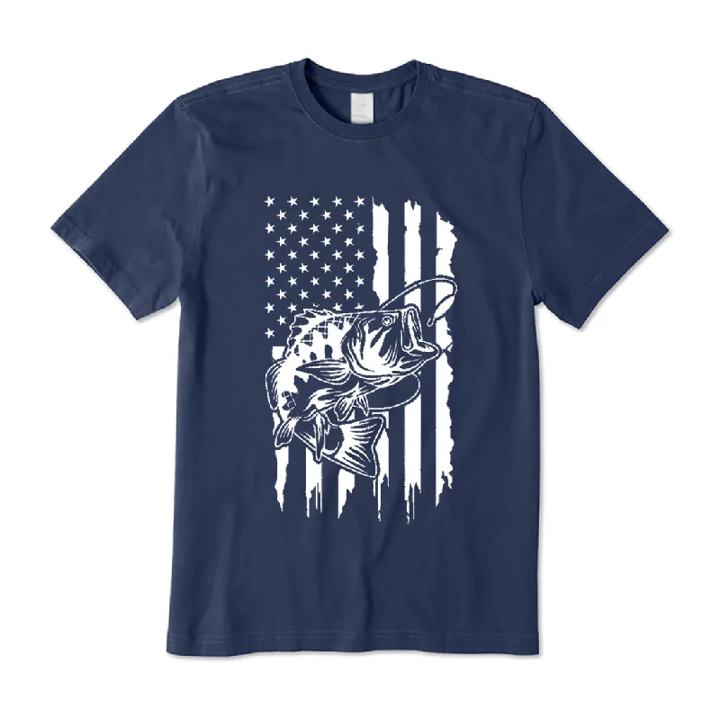 Bass Fish Flag T-Shirt Collared Crew Neck Turtle Neck