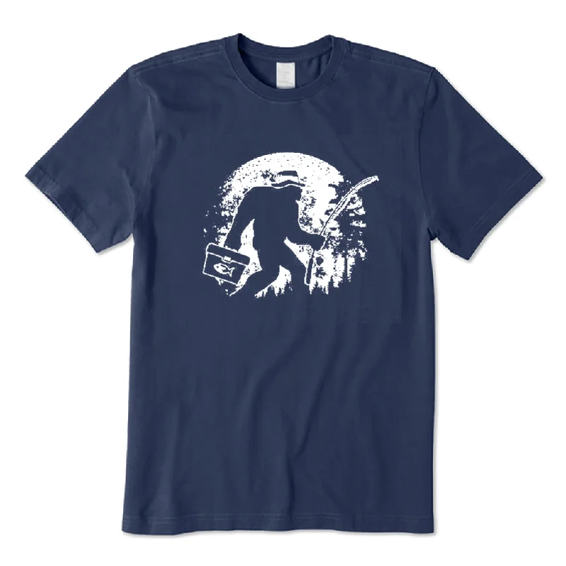 Bigfoot Fishing T-Shirt Zippered Front Buttoned Front Snap Front