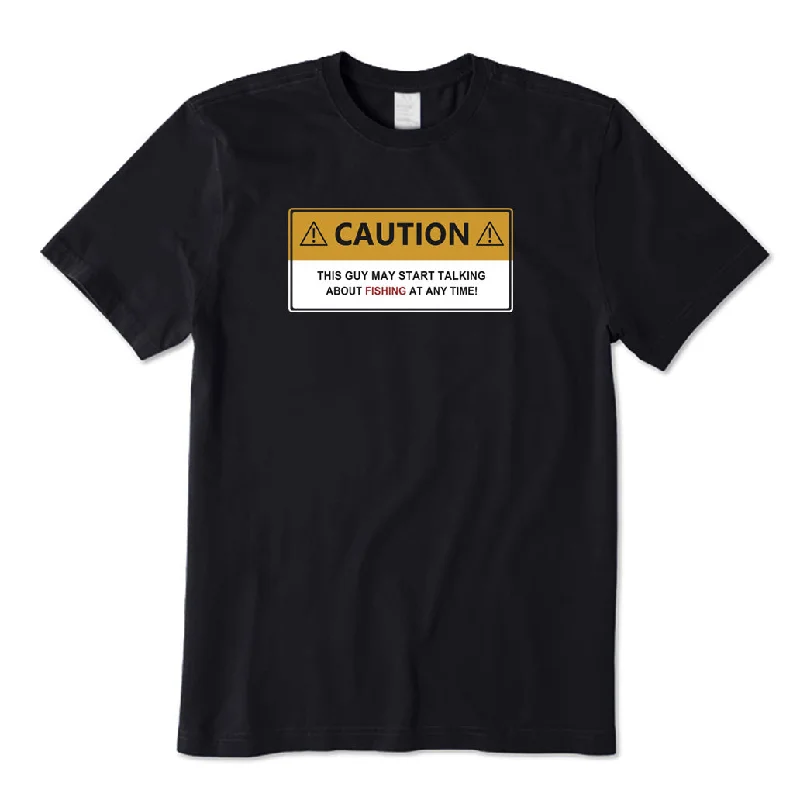 CAUTION May Start Talking Fishing T-Shirt Polka Dot Checkered Tartan