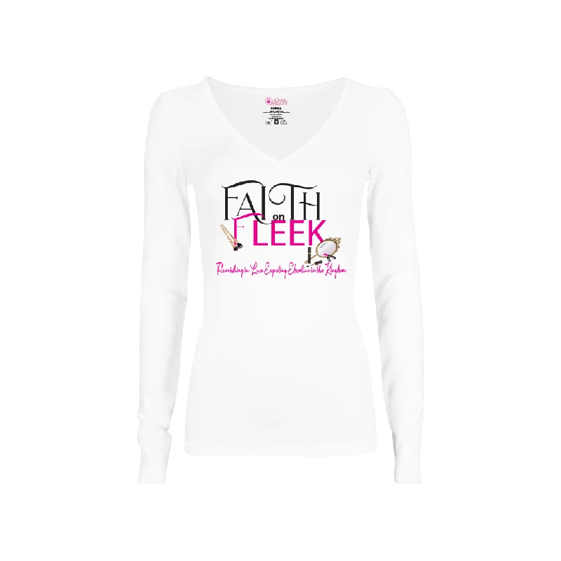 Faith on Fleek Long-Sleeve T-Shirt Print Jacquard Patchwork