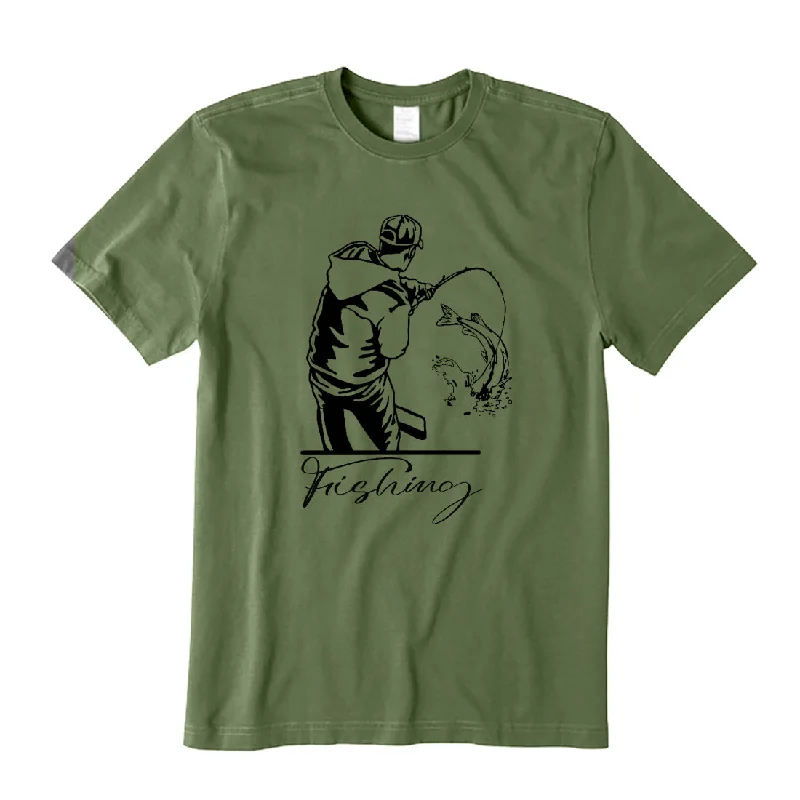 Fisherman Fishing T-Shirt Ribbed T-Shirt High Neck Heavyweight